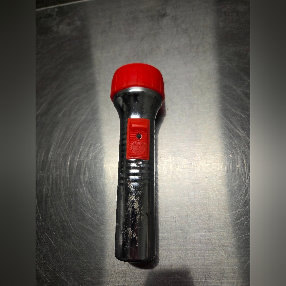 1960s Red and Silver Flashlight Vintage